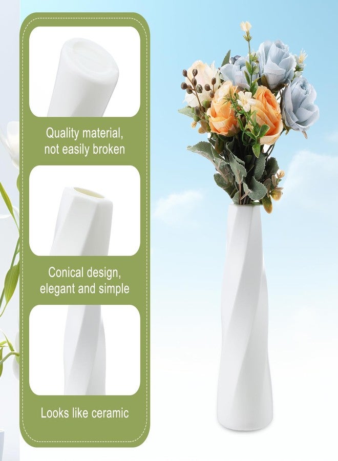 JOUTYFOR 12 Pack Composite Plastic Flower Vases Bulk White Small Tall Conic Floral Vases for Centerpieces Unbreakable Bud for Wedding Party Living Room Decor - Image 3